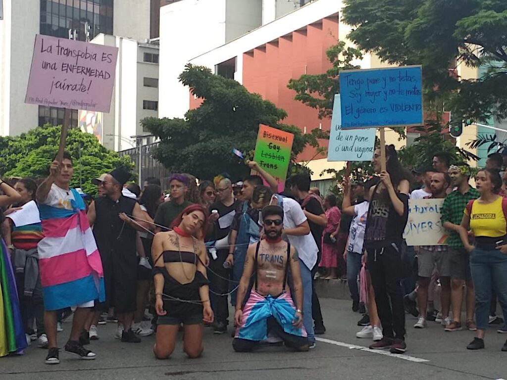 Transsexual people protest Medellin Gay Pride