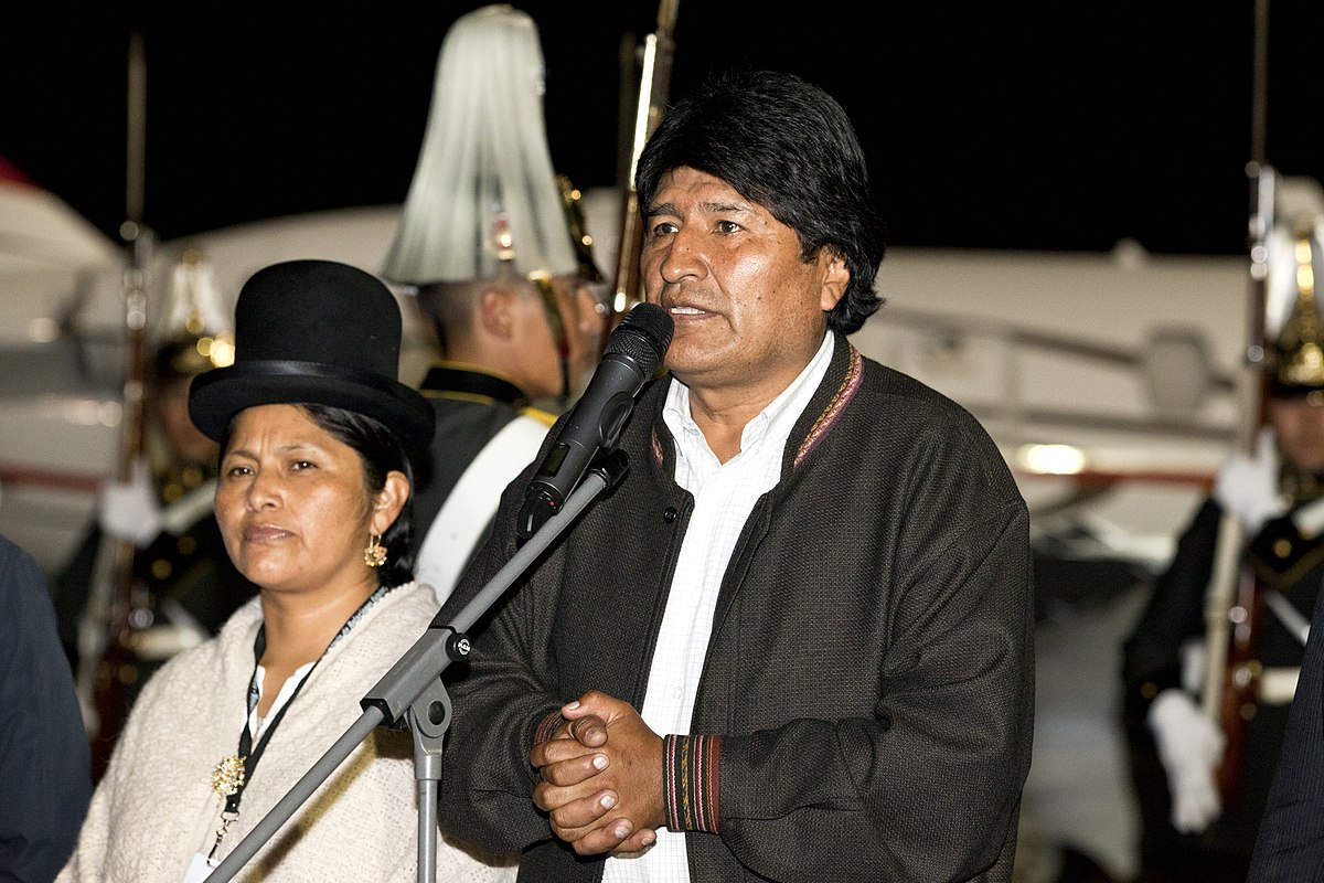Evo Morales giving a speech